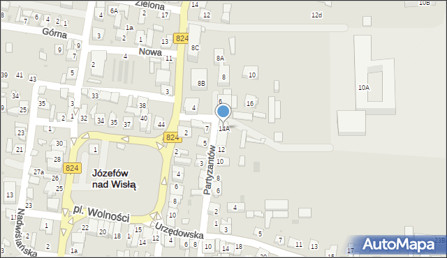Józefów nad Wisłą, Partyzantów, 14A, mapa Józefów nad Wisłą