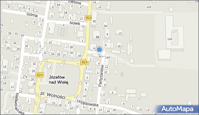 Józefów nad Wisłą, Partyzantów, 7, mapa Józefów nad Wisłą