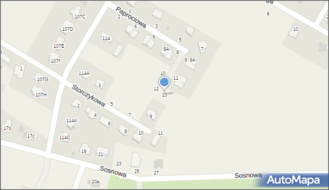 Kalinówka, Paprociowa, 13, mapa Kalinówka