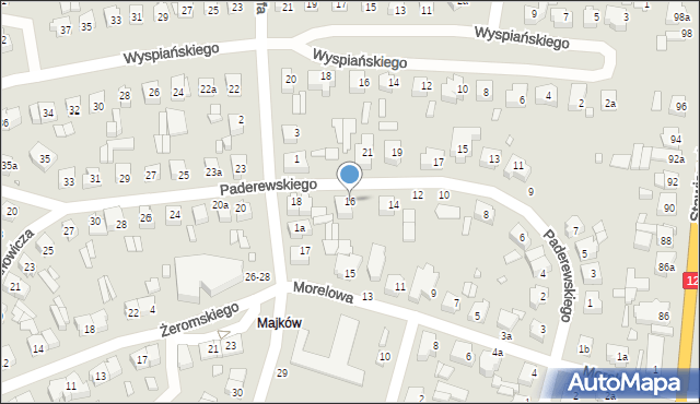 Kalisz, Paderewskiego Ignacego Jana, 16, mapa Kalisza