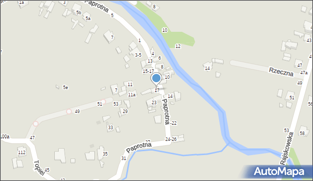 Kalisz, Paprotna, 17, mapa Kalisza