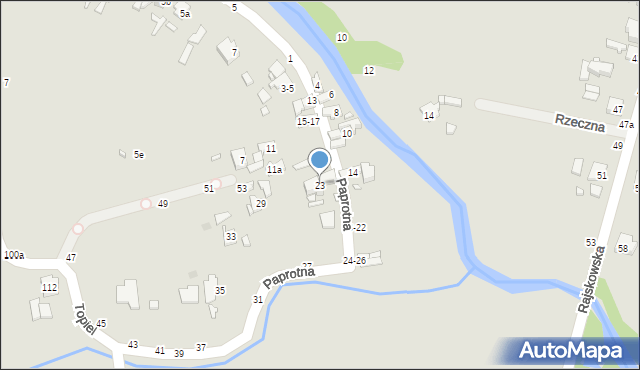 Kalisz, Paprotna, 23, mapa Kalisza