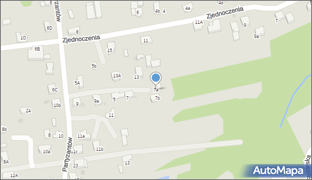 Kalwaria Zebrzydowska, Partyzantów, 7a, mapa Kalwaria Zebrzydowska