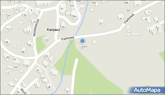 Karpacz, Parkowa, 12, mapa Karpacz