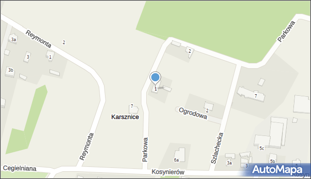 Karsznice, Parkowa, 1, mapa Karsznice