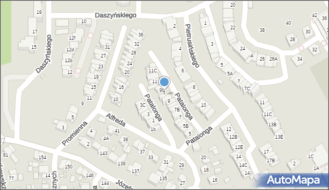 Katowice, Patalonga Teofila, 9B, mapa Katowic