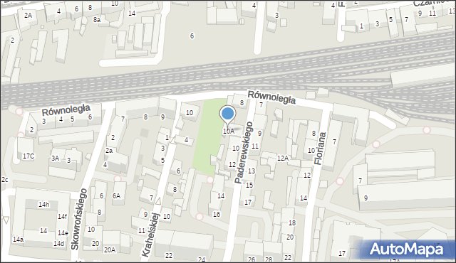 Katowice, Paderewskiego Ignacego Jana, 10A, mapa Katowic