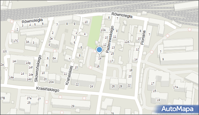 Katowice, Paderewskiego Ignacego Jana, 14, mapa Katowic