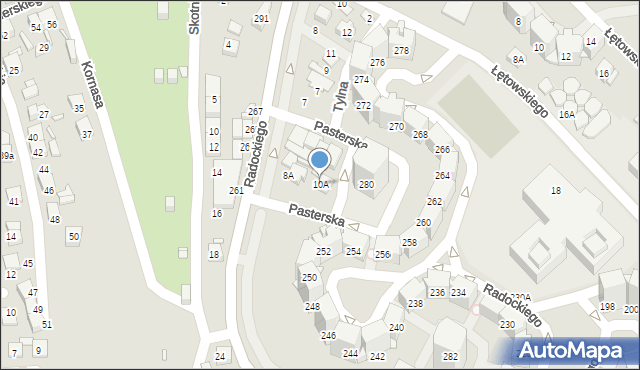 Katowice, Pasterska, 10A, mapa Katowic