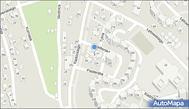 Katowice, Pasterska, 8, mapa Katowic