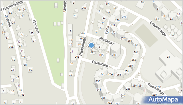 Katowice, Pasterska, 8A, mapa Katowic