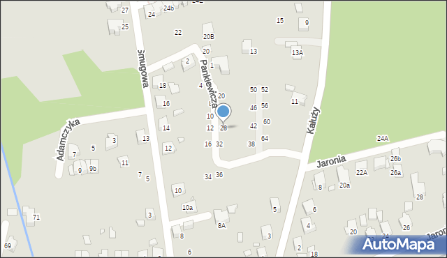 Katowice, Pankiewicza Józefa, 28, mapa Katowic