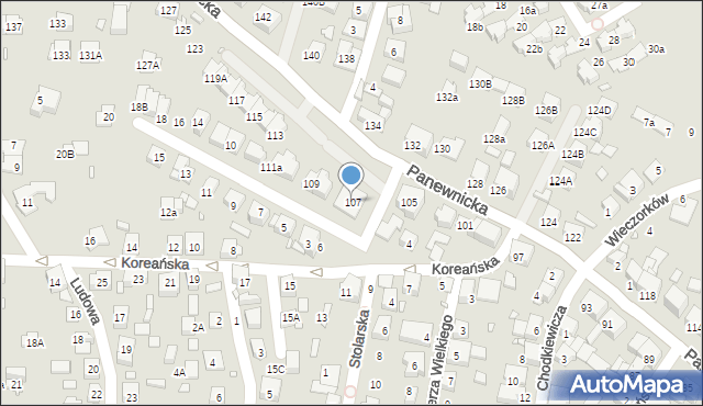 Katowice, Panewnicka, 107, mapa Katowic