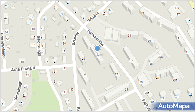 Kazimierza Wielka, Partyzantów, 17, mapa Kazimierza Wielka