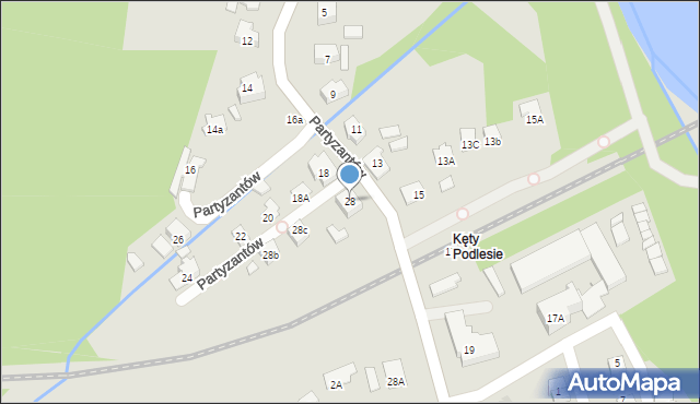 Kęty, Partyzantów, 28, mapa Kęty