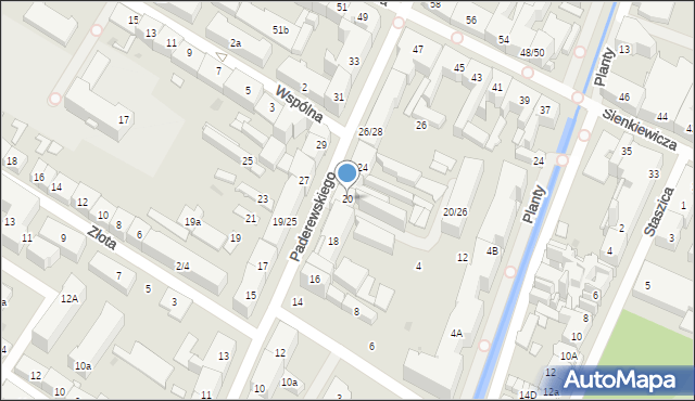 Kielce, Paderewskiego Ignacego Jana, 20, mapa Kielc