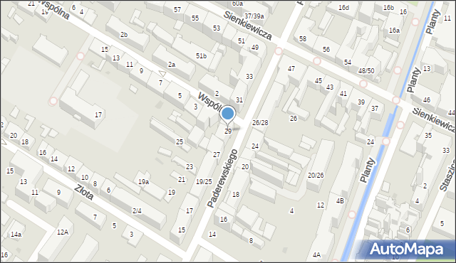 Kielce, Paderewskiego Ignacego Jana, 29, mapa Kielc