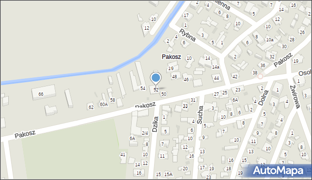 Kielce, Pakosz, 52, mapa Kielc