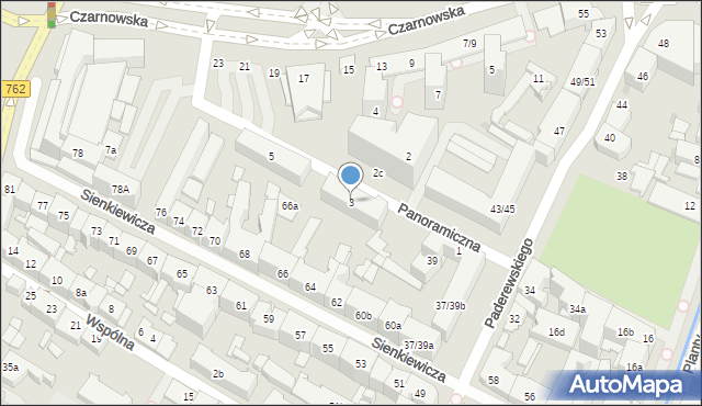 Kielce, Panoramiczna, 3, mapa Kielc