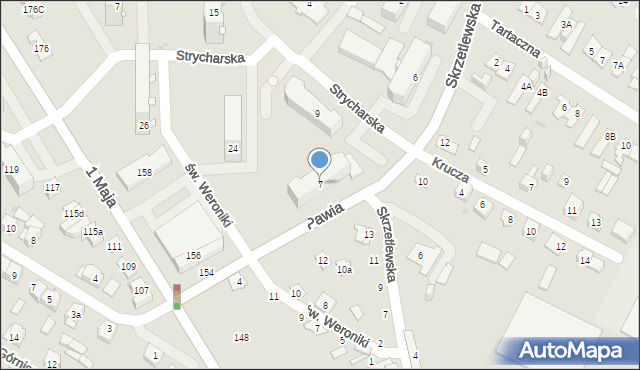 Kielce, Pawia, 7, mapa Kielc