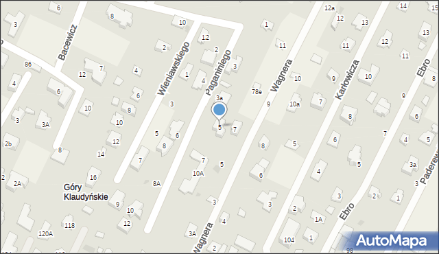 Klaudyn, Paganiniego Niccolo, 5, mapa Klaudyn