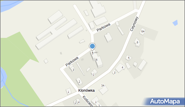 Klonówka, Parkowa, 5, mapa Klonówka