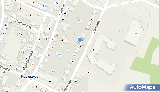 Kobierzyce, Parkowa, 14, mapa Kobierzyce