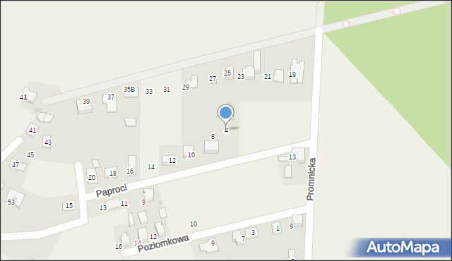 Kobiór, Paproci, 4, mapa Kobiór