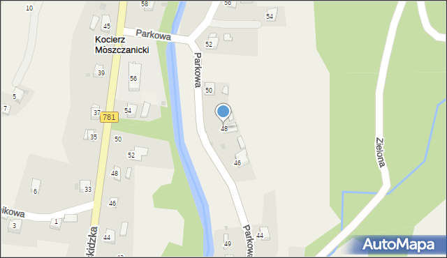 Kocierz Moszczanicki, Parkowa, 48, mapa Kocierz Moszczanicki