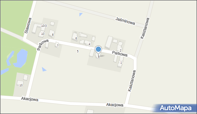 Kokorzyce, Parkowa, 3, mapa Kokorzyce