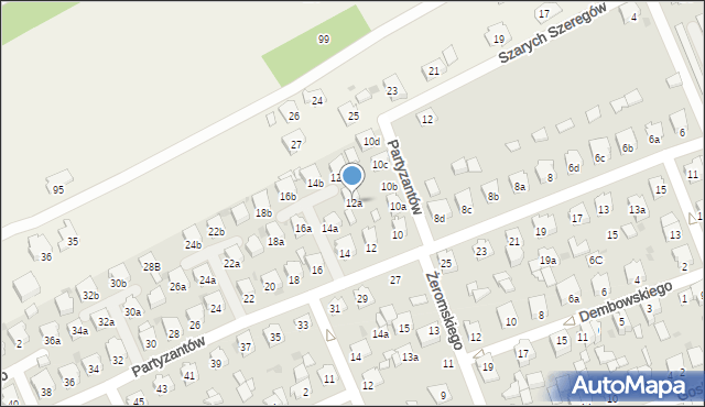 Kolbuszowa, Partyzantów, 12a, mapa Kolbuszowa