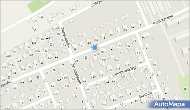 Kolbuszowa, Partyzantów, 21, mapa Kolbuszowa