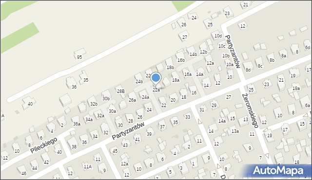 Kolbuszowa, Partyzantów, 22a, mapa Kolbuszowa