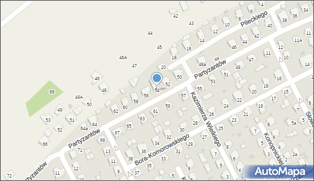 Kolbuszowa, Partyzantów, 54, mapa Kolbuszowa