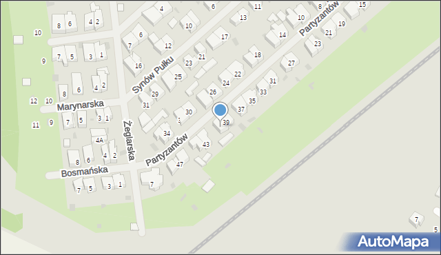 Kołobrzeg, Partyzantów, 41, mapa Kołobrzegu