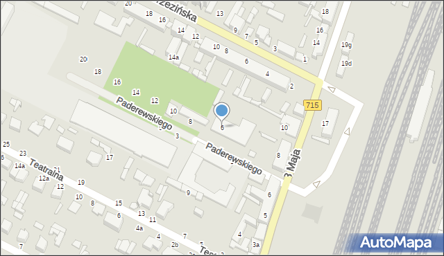 Koluszki, Paderewskiego Ignacego Jana, 6, mapa Koluszki