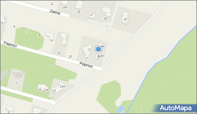 Komorów, Paproci, 19, mapa Komorów