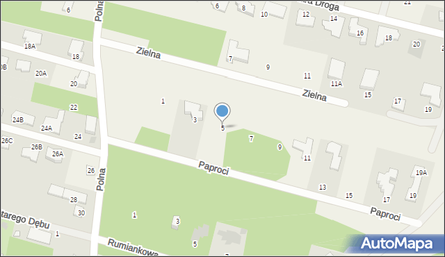 Komorów, Paproci, 5, mapa Komorów