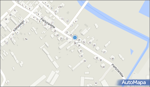 Koniecpol, Partyzantów, 26, mapa Koniecpol