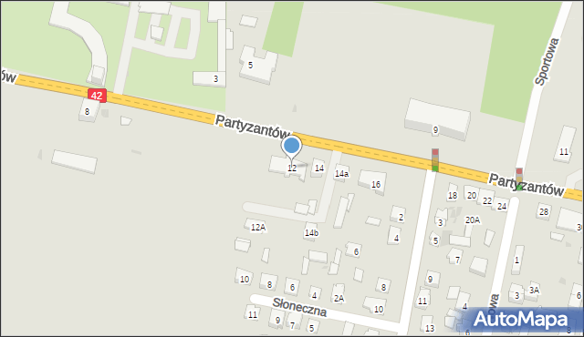 Końskie, Partyzantów, 12, mapa Końskie