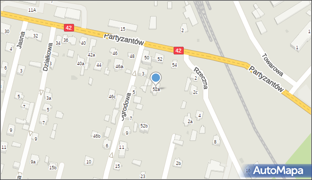 Końskie, Partyzantów, 52a, mapa Końskie