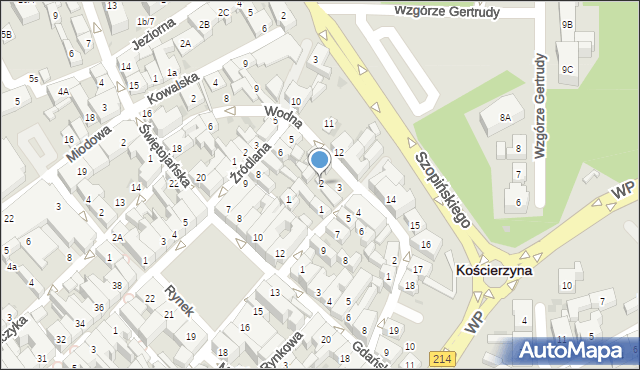 Kościerzyna, Partyzantów, 2, mapa Kościerzyna