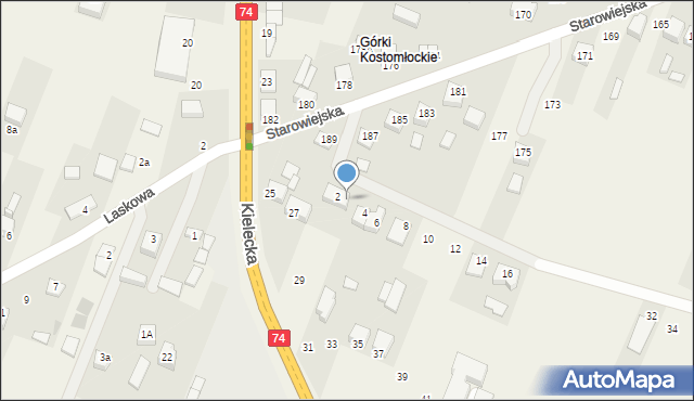 Kostomłoty Drugie, Panoramiczna, 2a, mapa Kostomłoty Drugie