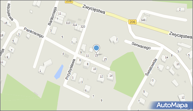 Koszalin, Pankracego, 13, mapa Koszalina