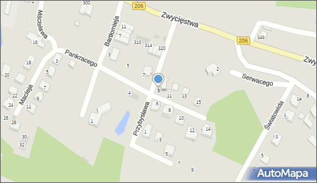 Koszalin, Pankracego, 9, mapa Koszalina