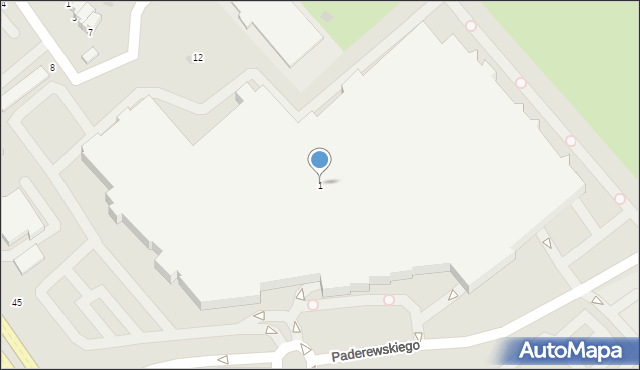 Koszalin, Paderewskiego Ignacego Jana, 1, mapa Koszalina