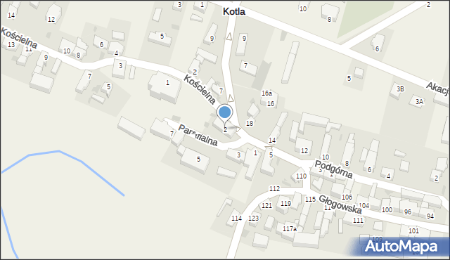 Kotla, Parafialna, 2, mapa Kotla