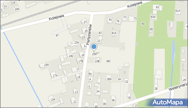 Kotuń, Partyzantów, 10A, mapa Kotuń