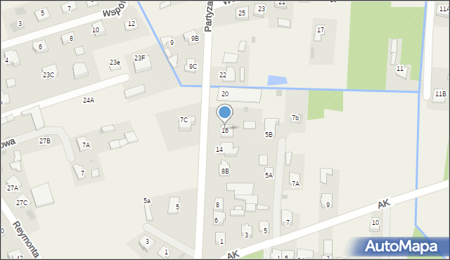 Kotuń, Partyzantów, 16, mapa Kotuń