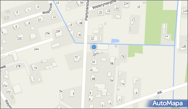 Kotuń, Partyzantów, 18, mapa Kotuń